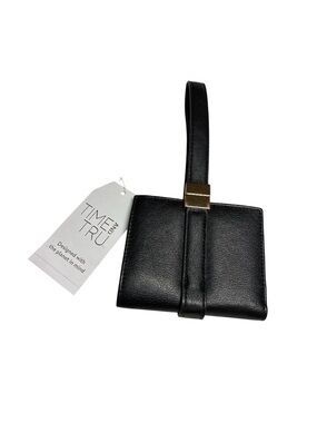 Time and Tru Poppy Black Wristlet With Gold Hardware